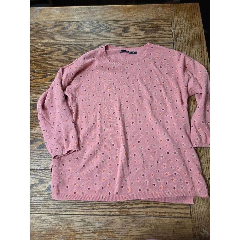 Gudrun Sjoden pink daisy sweater sz Medium